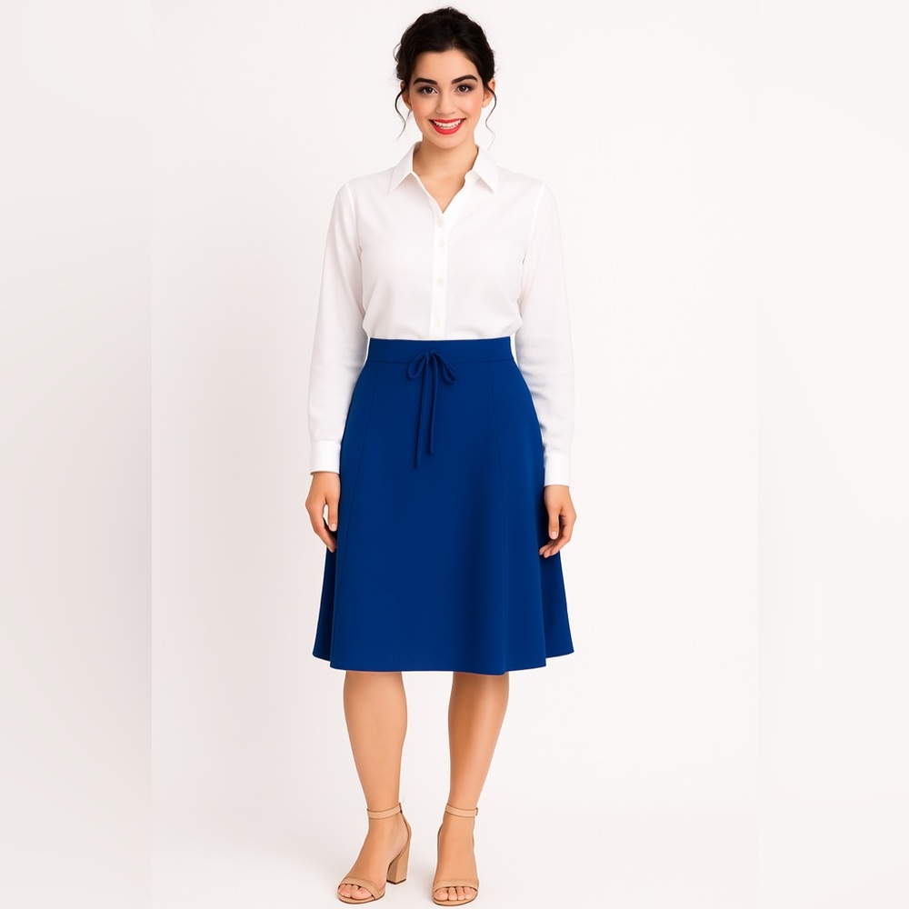 NYCC Royal Blue A Line Skirt Y2K Suede Feel Cottagecore Boho Stretch Waist Sz S